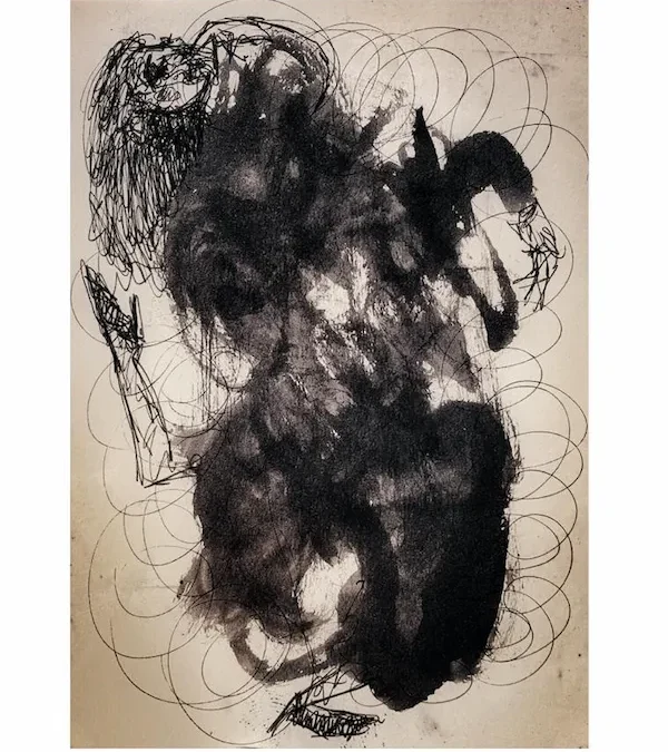Tinte drawing girl mit Hufen