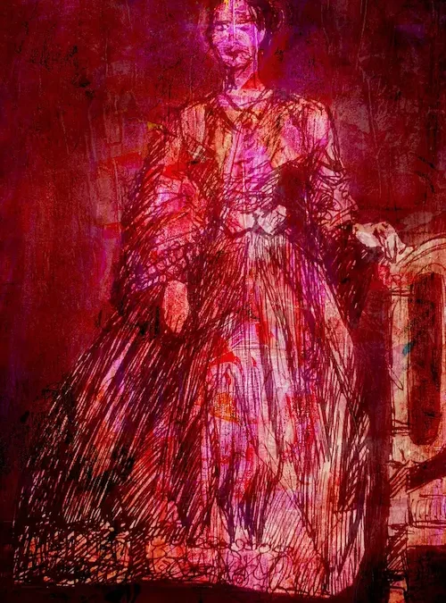 Zeichnung Frau Pink